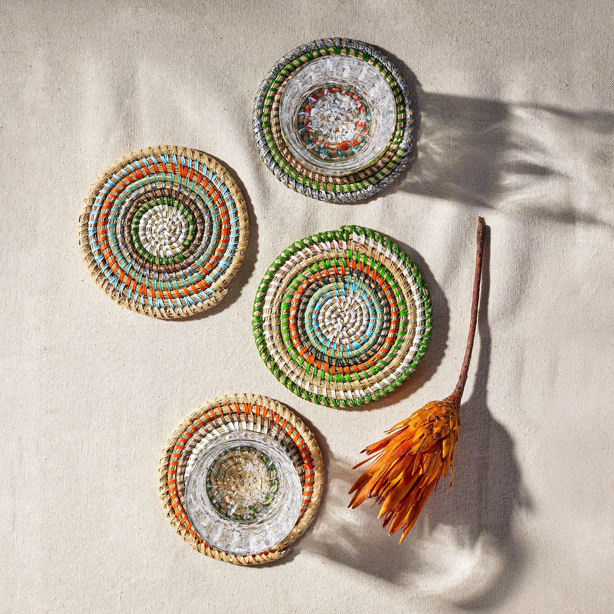 Zalipah Woven Coasters (Set of 4) – Handwoven African Coaster Set