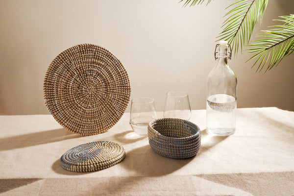 How we use old prayer mats to make our baskets