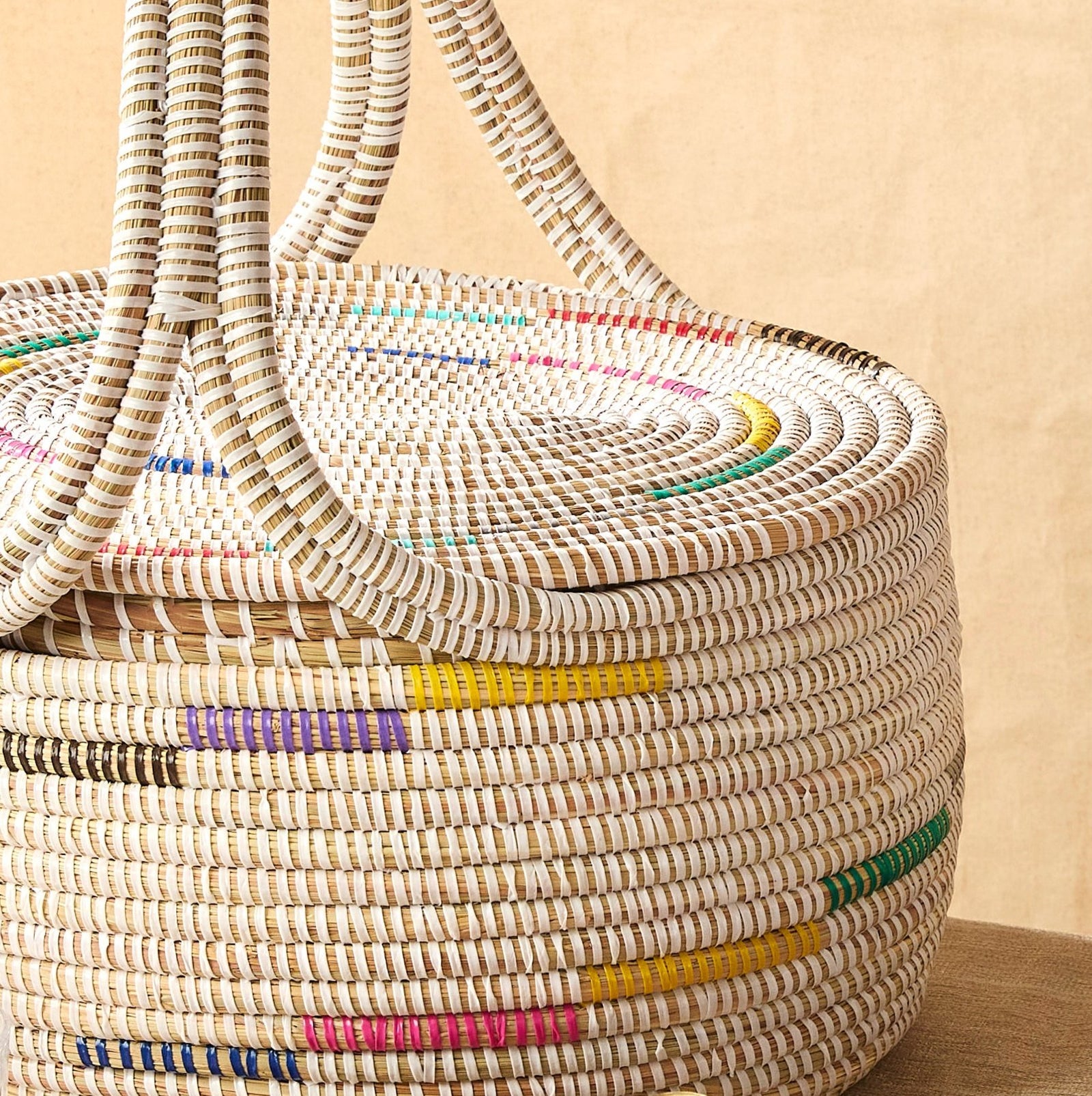 Binta Lidded Storage Basket – Handwoven African Picnic Basket