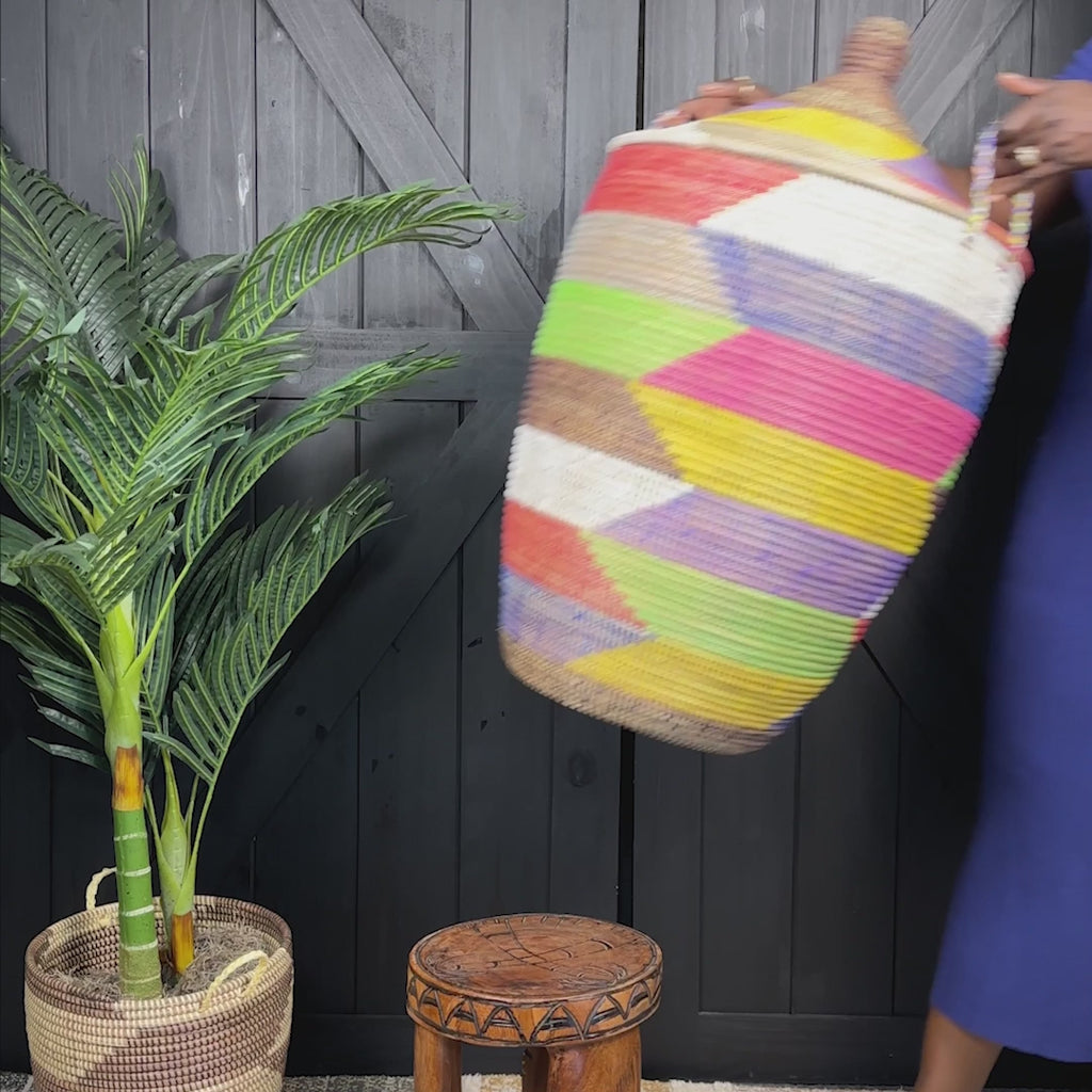 Close-up of Taya Storage Basket Showing Detailed Weaving and Craftsmanship