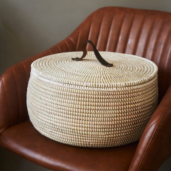 Adia Lidded Basket – Handwoven African Storage with Lid