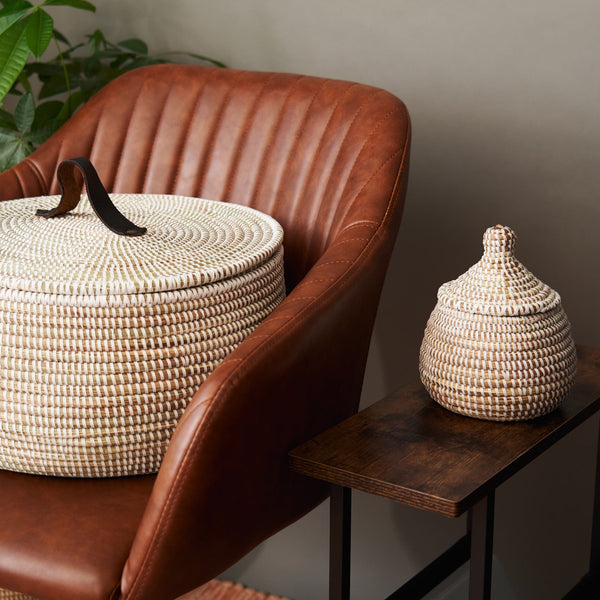 Adia Lidded Basket – Handwoven African Storage with Lid