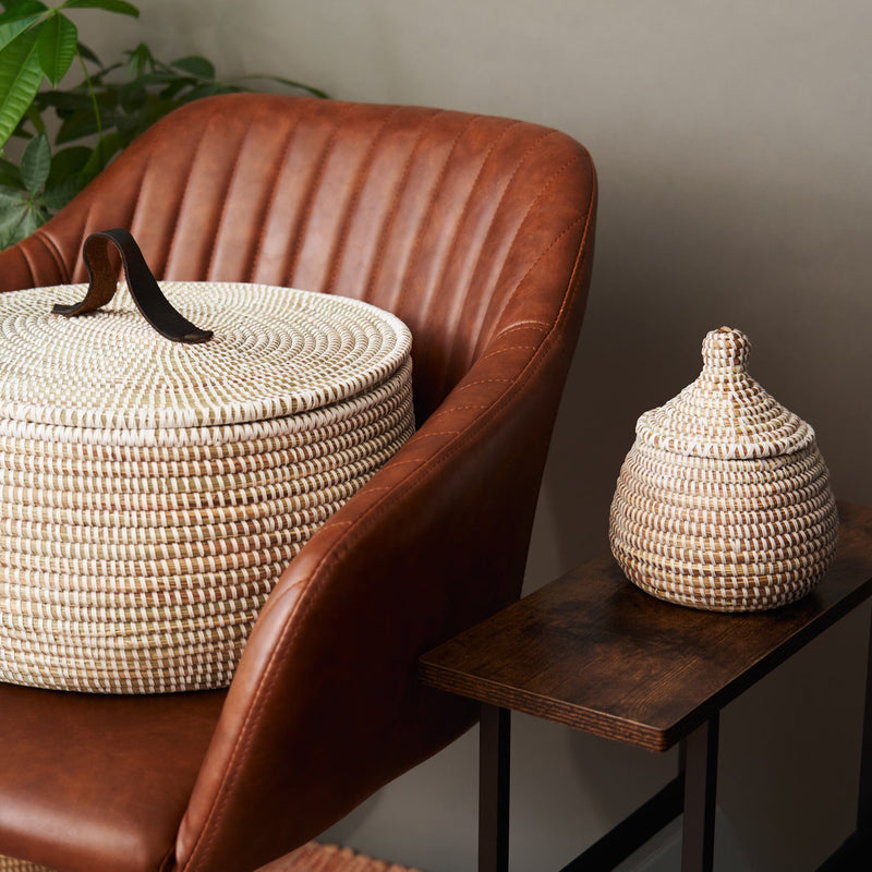Adia Lidded Basket – Handwoven African Storage with Lid