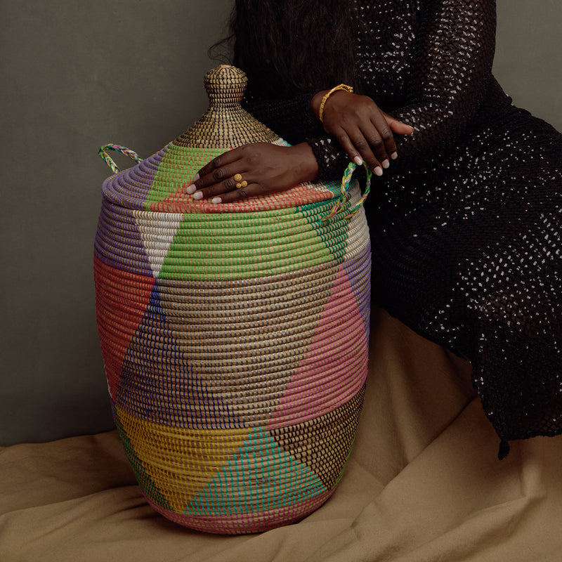 Close-up of Sokhna Woven Basket – Home Storage Solution from Senegal