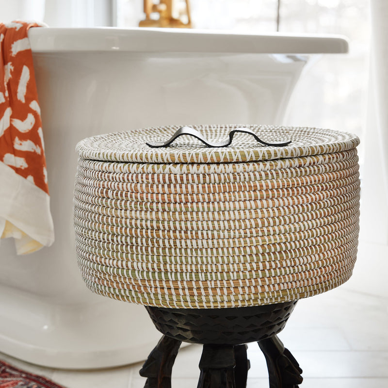 African Adia Basket with Lid – Home Organization and Décor