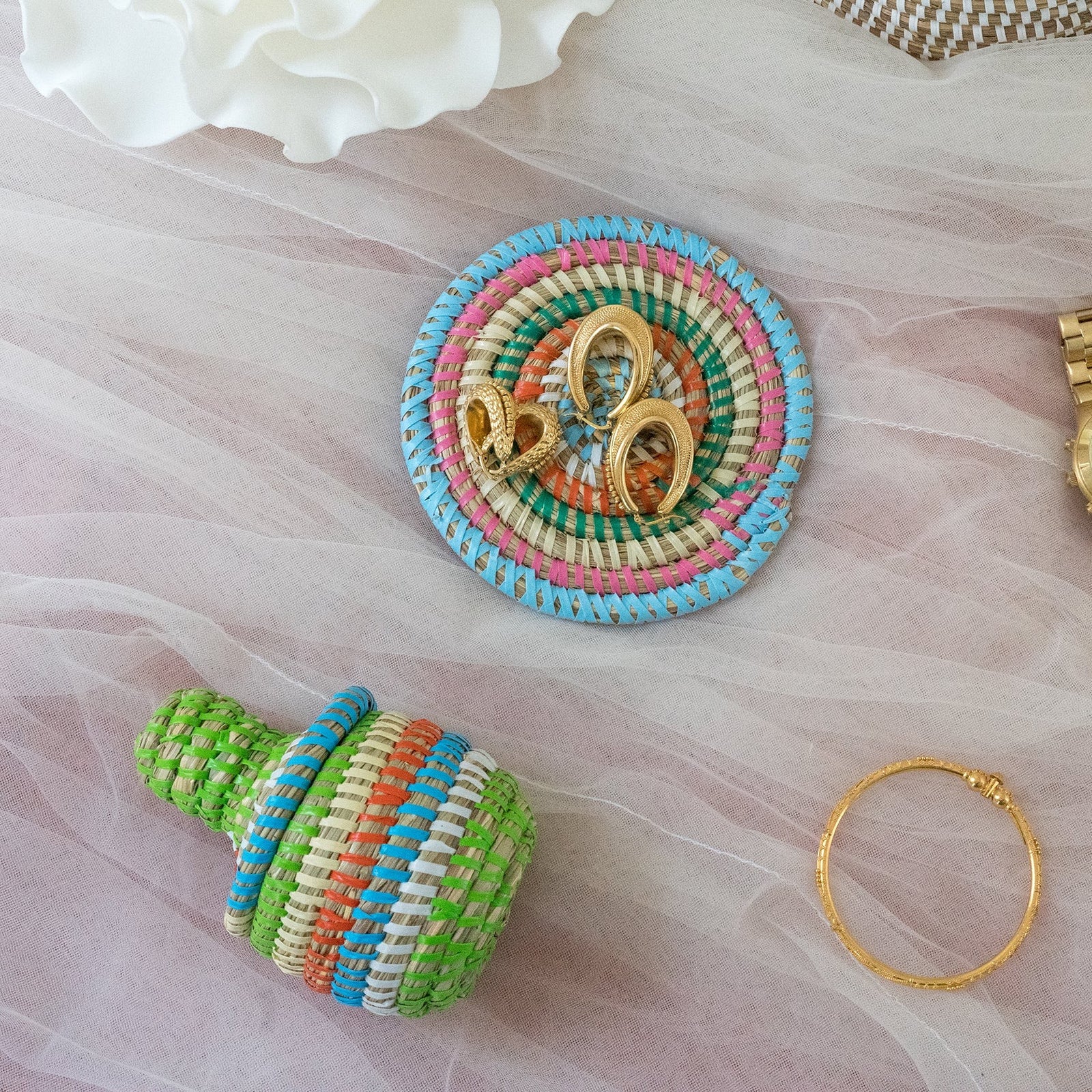 Zalipah Woven Coasters (Set of 4) – Handwoven African Coaster Set