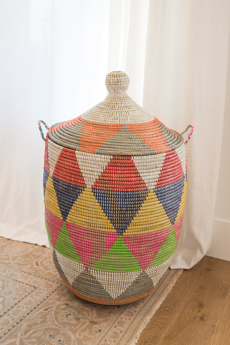 Sokhna Handwoven Storage Basket – African Woven Basket for Home Organization