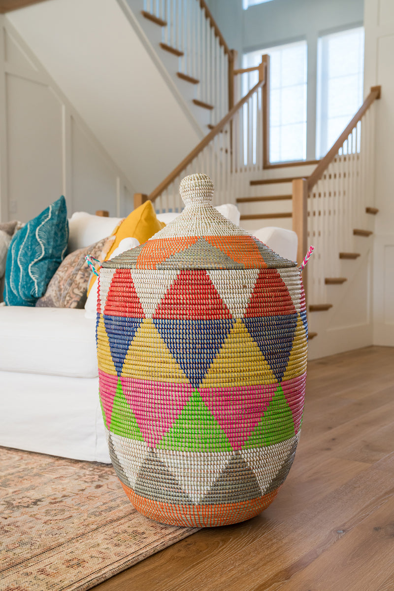Sokhna Handwoven Storage Basket – African Woven Basket for Home Organization
